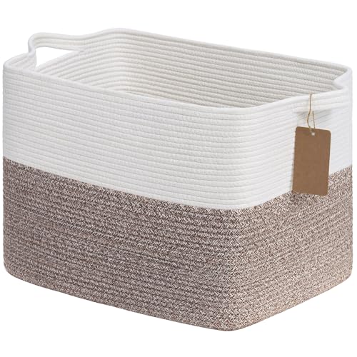Image of Goodpick 50L Large Woven Rope Storage Basket, Rectangle, Brown