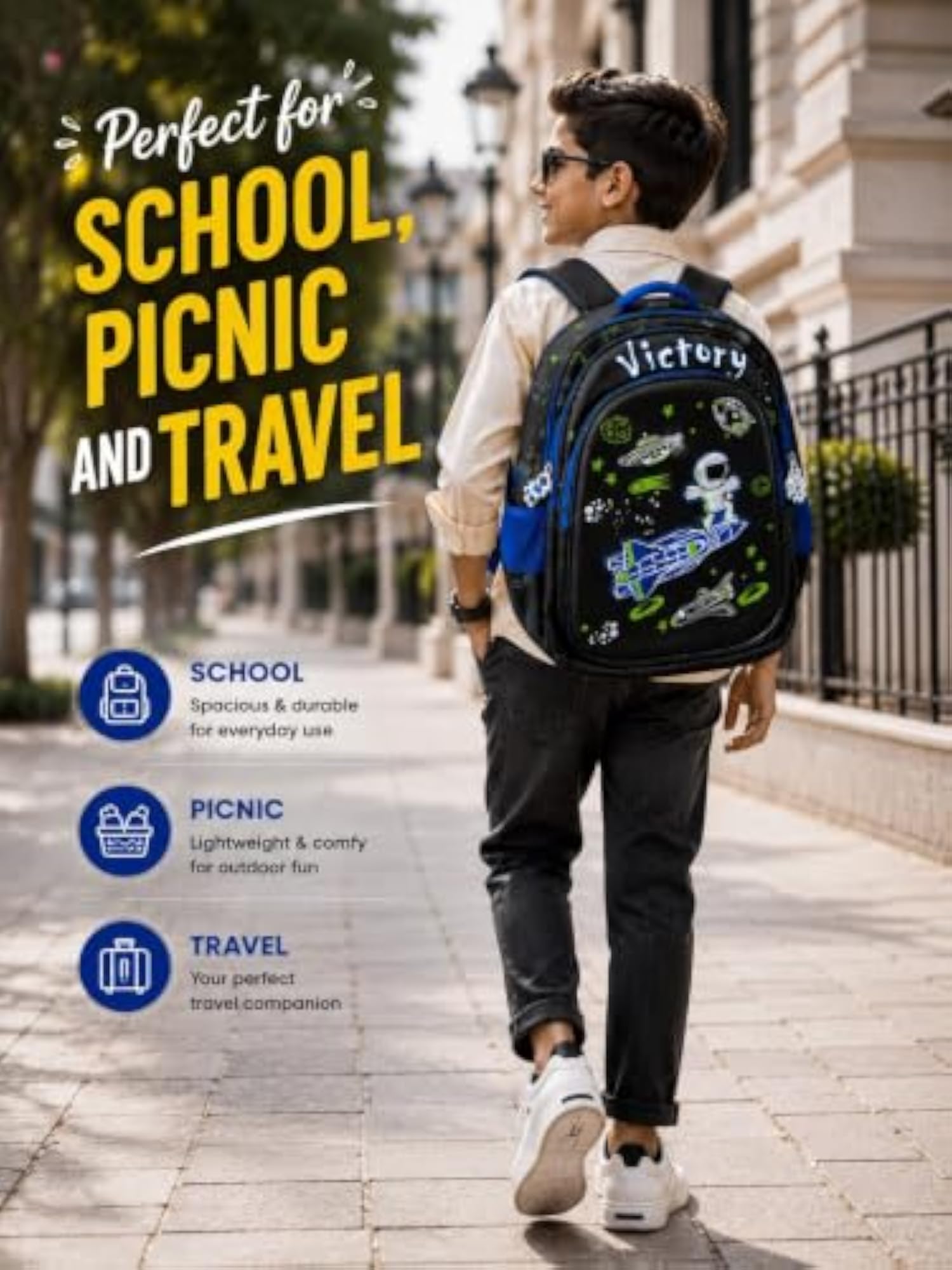 Premium Boys School Bag with 4 Compartments, Waterproof