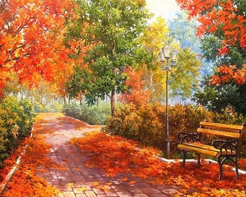 COKYIS 彫刻クロスステッチキット公園の風景人気 図案印刷 クロスステッチ キット、初心者 11CT DIY 上級者 手作 刺しゅうキット-ホームの装飾 - 40x50cmのサムネイル