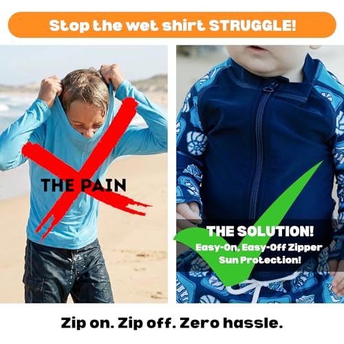Image of SwimZip Boys' Long Sleeve Rash Guard & Swim Shorts Set - UPF 50+ Sun Protection