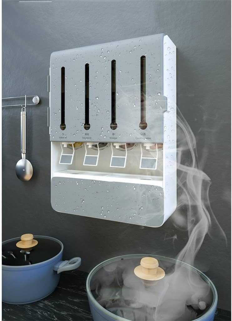 New Kitchen Shelf Wall Mounted Spice Rack Multi-Functional Condiment Storage Box No Punching Seasoning Box High Capacity (Color : D, Size : 30 * 42 * 7cm), Brown