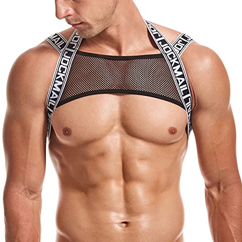 JOCKMAIL Mens Mesh Crop Top Body Chest Muscle Tops Harness Men Shoulder Bandage3