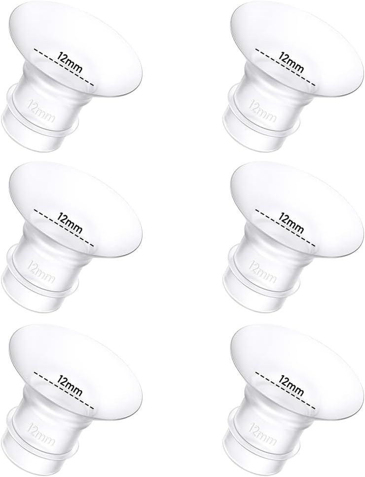 6Pcs Breast Pump Flange Insert 12mm Compatible with Momcozy/Spectra/Medela/eufy/Elvie/Lansinoh/Paruu P10 Breast Pump, Fit for Momcozy M5/M9/M6/V2 Pro/V2 pro/S12 Pro/eufy E10 S1 S1 Pro, 24mm Flange