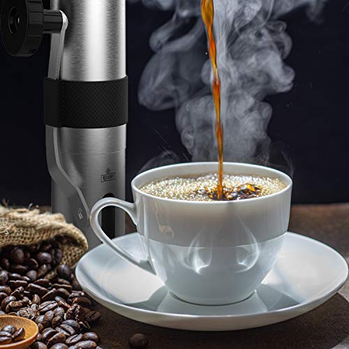 Kitcoff Manuelle Kaffeemühle – Handbohnenmühle mit 18-Klick-Einstellungen, Edelstahlkörper mit Keramikgrat… – Bild 8