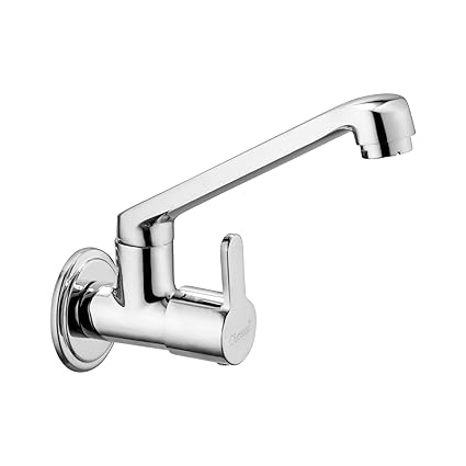 Oleanna Brass Chrome Finish Mazza Quarter Turn Fittings Wall Mounted Sink Cock (Silver).