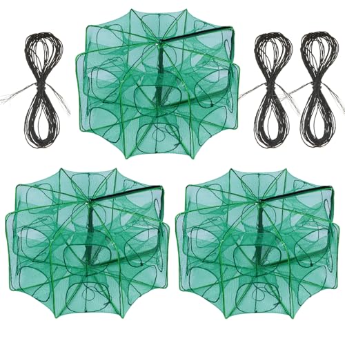 STARVAST 3 PCS Fishing Bait Trap, 12 Holes Portable Nylon Fi...