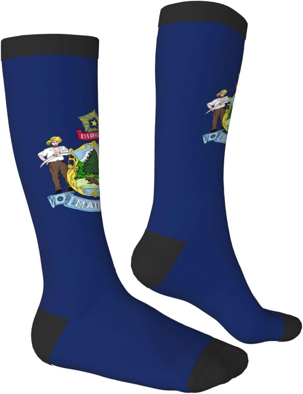 Maine State Flag Print Adult Socks, Elastic Stretch Socks,Soft Breathable For Daily Sports Casual Wear