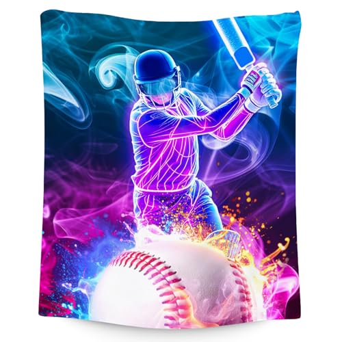 Baseball Blanket for Kids, Boys Blankets Gifts, Soft Fleece Sports Theme Throw for Couch, 50"x60"