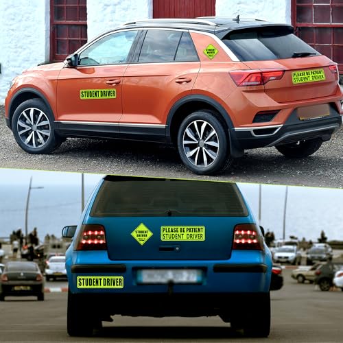 Image of PEUTIER 3pcs Student Driver Magnets, Please Be Patient Student Driver Sticker Reflective Bumper Stickers New Student Driver Magnetic Sign Road Safety Sign for Car (Green), Medium