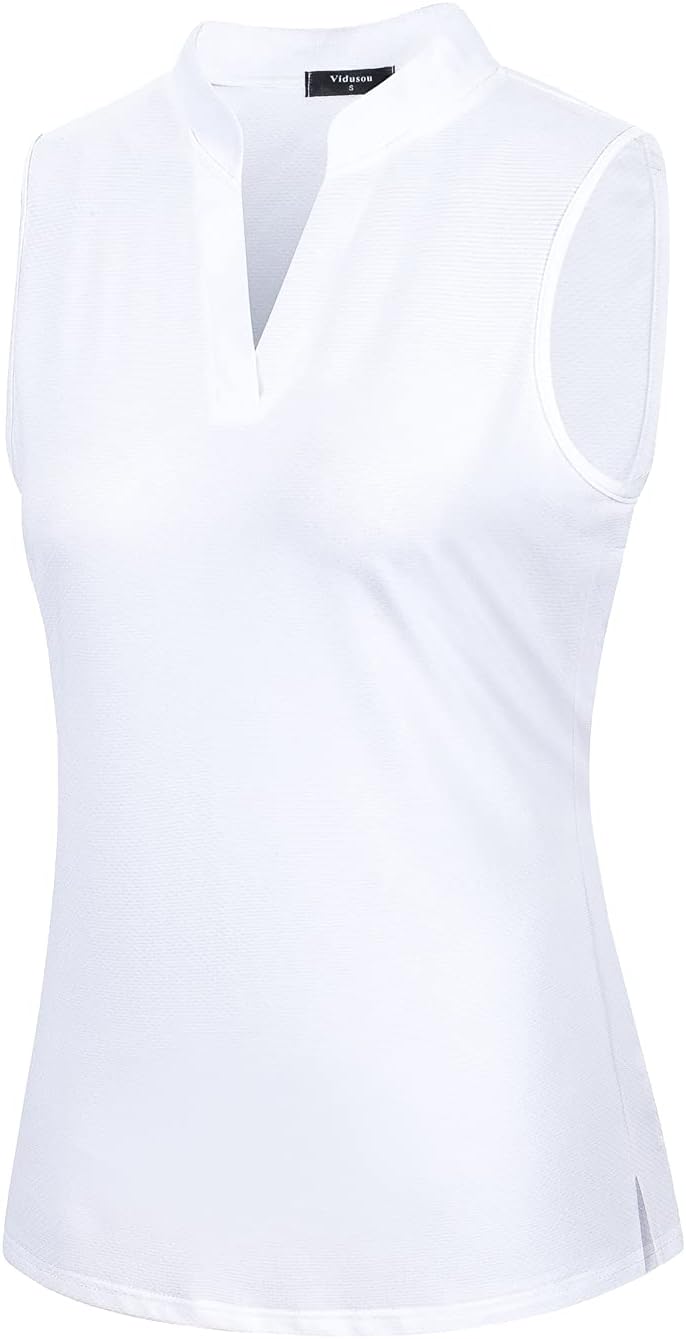 Vidusou Womens Sleeveless Golf Polo Shirts Lightweight Tennis Sport Tops