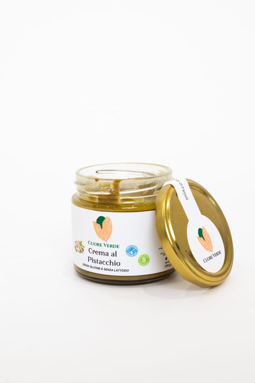 Cuore Verde- Crema Di Pistacchio Spalmabile GLUTEN FREE e VEGAN FRIENDLY Per Dolci Gelato Torta Pasticceria Crepes e tante altre Ricette Tipiche Di Bronte