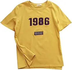 Camiseta feminina gola redonda solta cor sólida impressão digital manga curta blusa feminina moderna