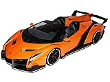 Aus Metall mit Plastikteilen Kyosho Lamborgihini Veneno Roadster Cabrio Orange Genf 2013 09502RW 1/18 Modell Auto mit individiuellem Wunschkennzeichen