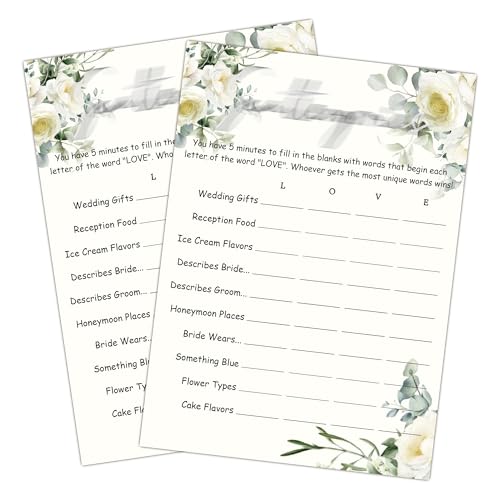 Bridal Shower Games for 25 Guests, Vintage Floral Bridal Shower Game Cards, Funny Wedding Games for Rehearsal Dinner, Cocktail Hour, Couples Wedding Bachelorette Engagement Party Supplies-A17