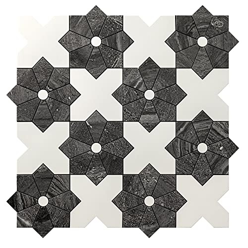 Eazart Peel And Stick Backsplash Tiles 10Pcs Stick On Kitchen Living Room Bathroom(White+Black) #TOP24