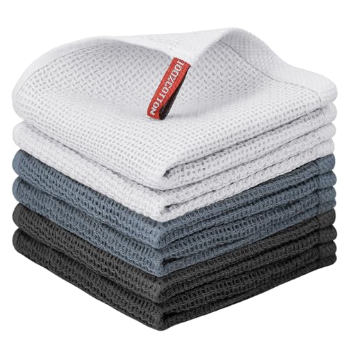 Nialnant 6 Pack Kitchen Towels, 100% Cotton, 12x12 Inches