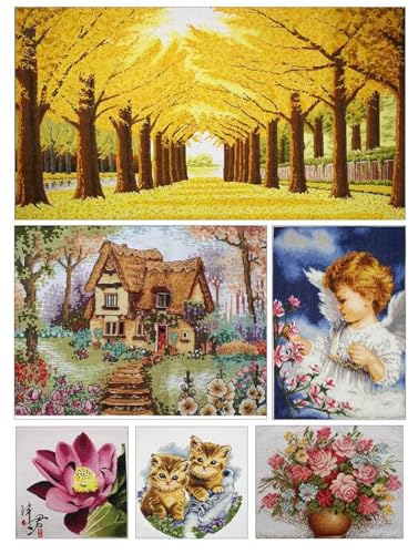 Image of Generic Counted Easy Cross Stitch Kits Watercolor Crow Raven Color Stamped Embroidery for Starter Kits DIY 11CT Stamped Patterns Embroidery Needlework Kit Supplies 12 Inch Hoop Included(172-E)