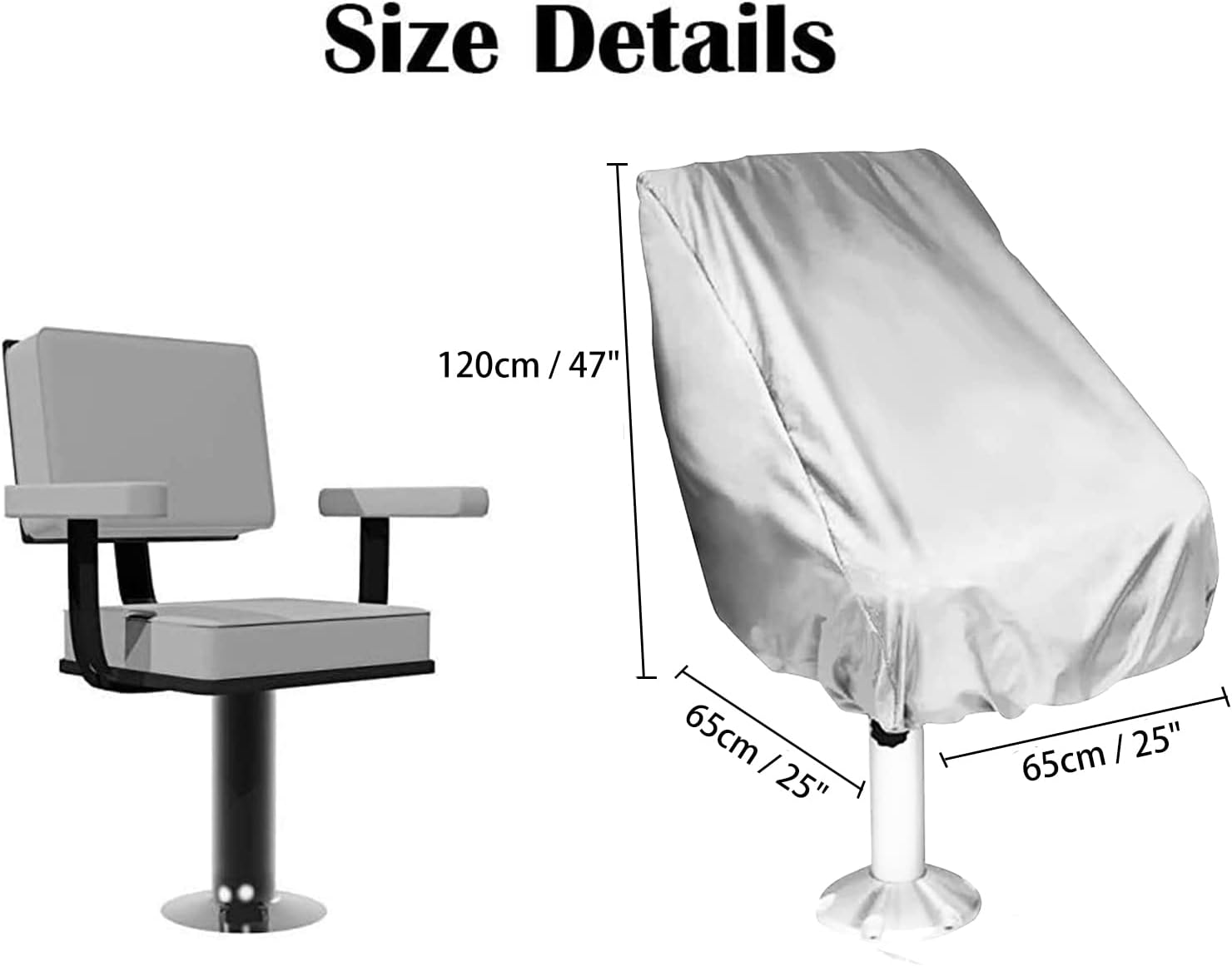 Boat Seat Cover 1 Pack Outdoor Waterproof Pedestal Pontoon Captain Boat Bench Chair Seat Cover 600 Denier Canvas Weather Protection Fishing Chair Protective Cover