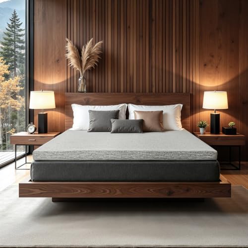 Image of Subrtex Mattress Topper, Full Memory Foam Topper with Cover, 4inch, Grey(4inch)