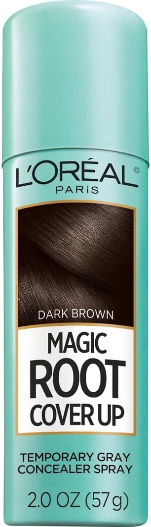 L'Oreal Paris Root Cover Up Temporary Gray Concealer Spray, Hair Color Spray with Filling & Thickening Coverage, Dark Brown, Packaging May Vary
