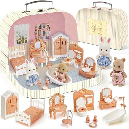 TinkerPlay Casa de Muñecas Maletín con Muebles Miniatura, Accesorios DIY y 2 Muñecos Flexibles – Dormitorio y Baño – Juego de rol, Regalo de Cumpleaños o Navidad para Niños y Niñas a Partir de 3 Años | Ya disponible en tu tienda friki favorita! En mundofriki.es!