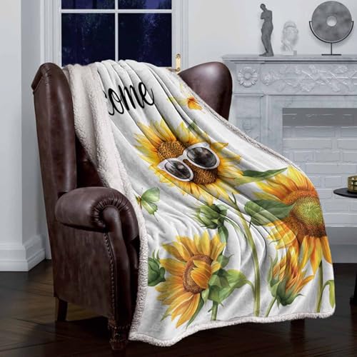 Summer Sherpa Fleece Throw Blanket Cozy Soft Warm Bed Blankets