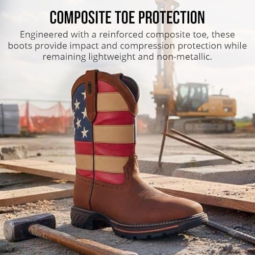 Image of Wolf Work Boots for Men Genuine Leather, Oil and Slip Resistance - Composite Toe