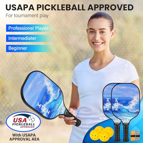 Image of MTEN Pickleball Paddles Set of 2 /4 /1, USAPA Approved Fiberglass Rackets