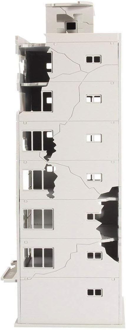 LinaLife N Scale 1/144 DIY Ruined Damaged Building After War Assembling Model Outland Realism Scene for DIY Sand Table, Medium Garden Micro Landscape Ornaments Decor Supply DIY Player Spray Painting