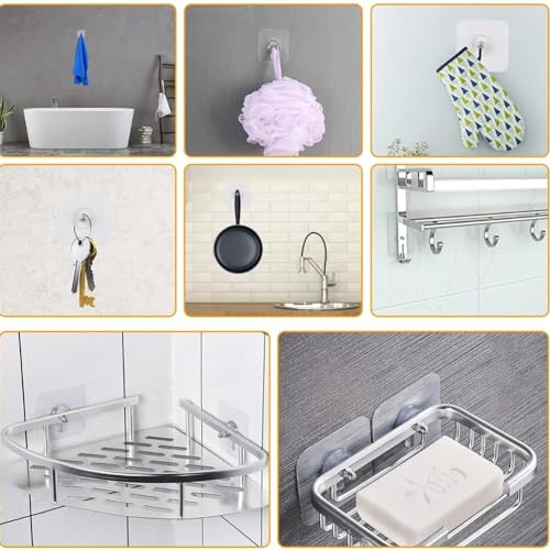 Image of REWOP Adhesive Wall Hooks for Heavy Items Stainless Steel, PVC, ABS Nail Free Seamless Adhesive Non-Trace No Drilling Installation Hanging, Waterproof Screws Wall Hook (Nail Hooks, 20)