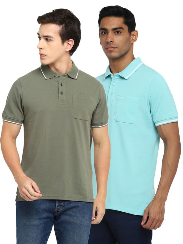 Image of AMERICAN CREW Men's Polo Collar T-Shirt with Pocket, Combo Pack of 2