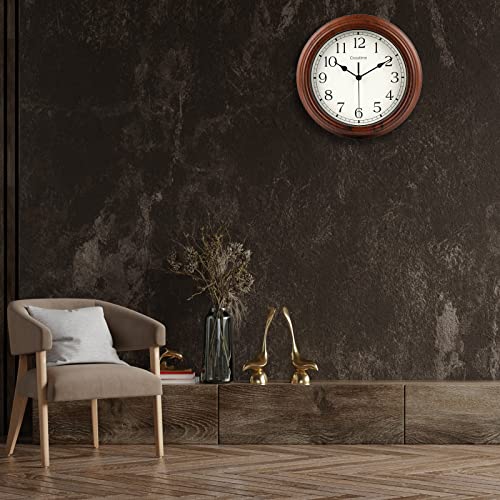 Wall Clock Retro 12 Inch Silent Non-Ticking Wood Wall Clocks Battery Operated Quartz Analog Classic Clock Decorative For Home Bedroom Bathroom Living Room Office School,Brown #TOP5