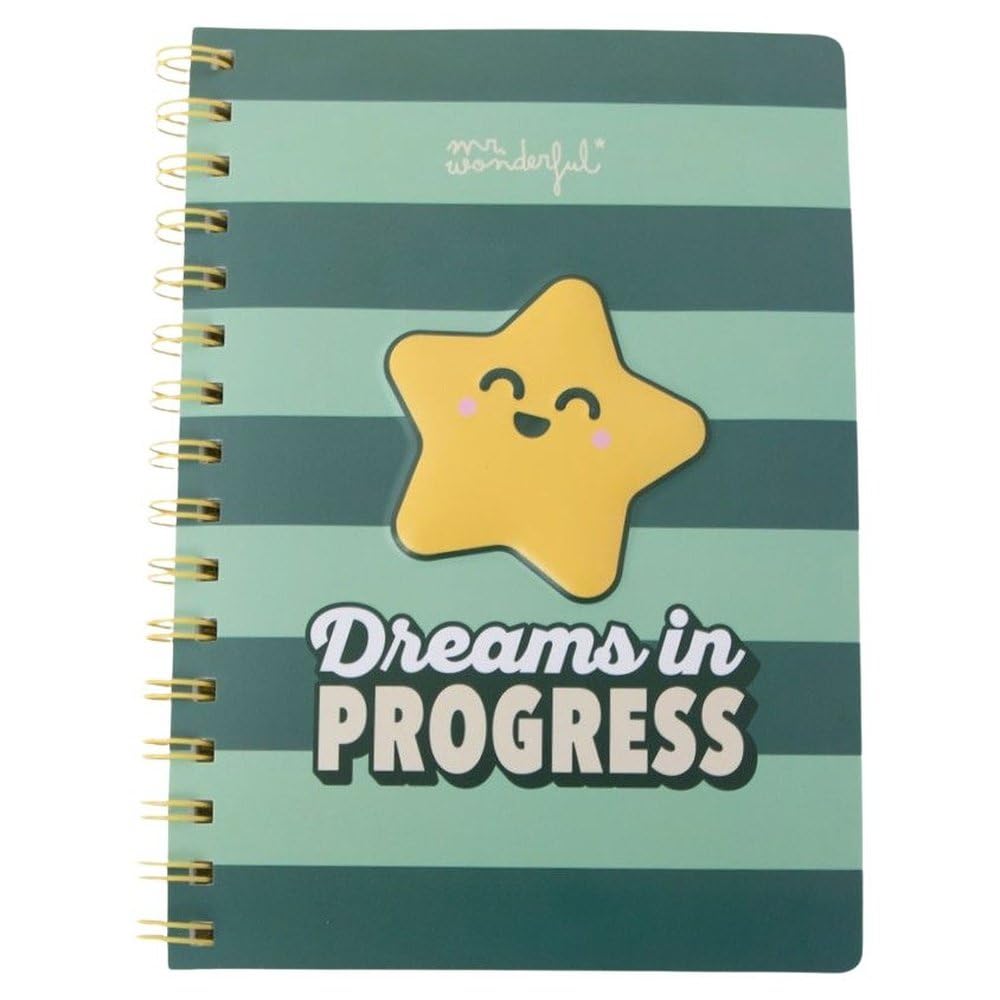 Mr. Wonderful - A5 3D Star Notebook - Spiral Binding - Dreams in progress - 160 white pages