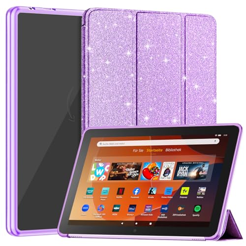 Image of Sanyetral Tablet Protective Case with Auto Wake /Sleep Function, Incompatible with TCL Nokia -Glitter Purple