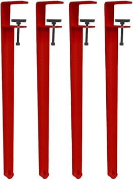 Furniture Table Legs Set of 4 Clip-on Table Legs, F-Shaped Furniture Legs, Iron Legs Support Legs Furniture Legs, DIY Legs Replacement Hardware Accessories, Punchless Design Protect Desktop with Floor Protector, Red, 40cm