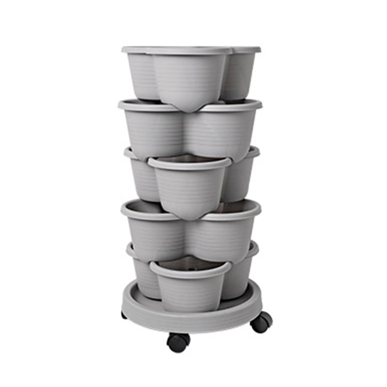SUJOSAJU 5 Tier Vertical Planter Tower,Stackable Garden Planter with Wheels