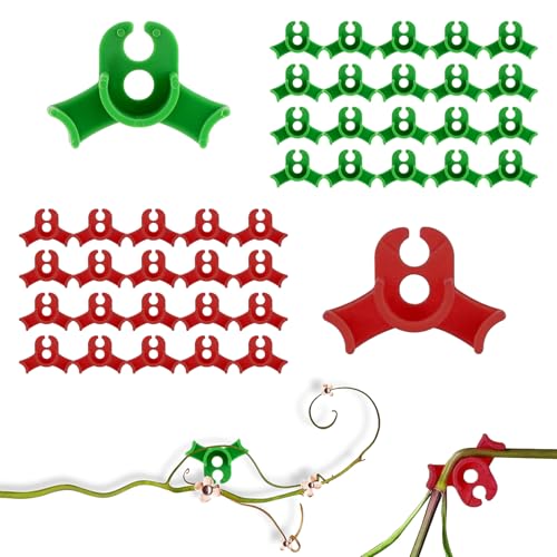 YUSHWENPTY Piegatrici per Piante 40 Pezzi Clip per Piante per Piegatura Lst 90 Gradi Trainer di Steli per Piante Rosso/Verde Pianta Benders Clips para Crescita Piante (A)