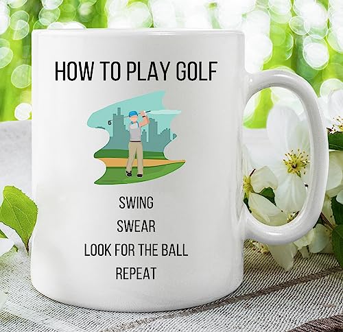 Millhouse Prints How to Play Golf, Swing, Swear, Look for The Ball - Funny Tea/Coffee Mug, White - Image 4