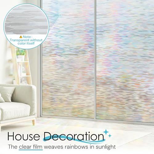 DOWELL Rainbow Privacy Window Film, UV Blocking, 17.5" x 78.7" - image 2