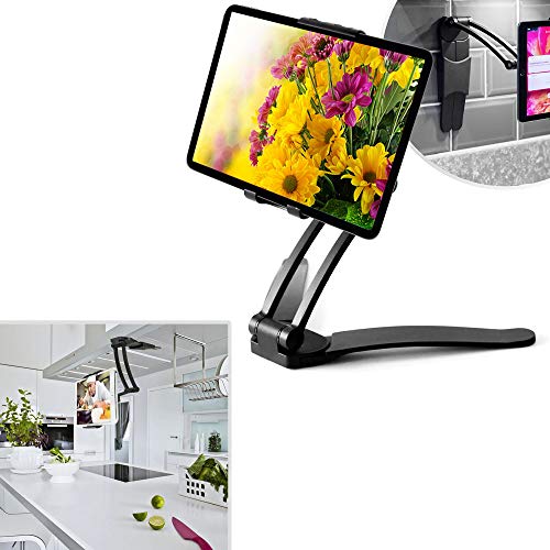 Portable Tablet(3-13 ) Aluminium Holder Stand Mount Compatible with IPAD AIR Mini IPAD PRO 12.9 ,MS Surface Book 2 (13.5 ) for Desk, Office, Kitchen,Store Kiosk, Wall Mount,Restroom,Etc (Black)