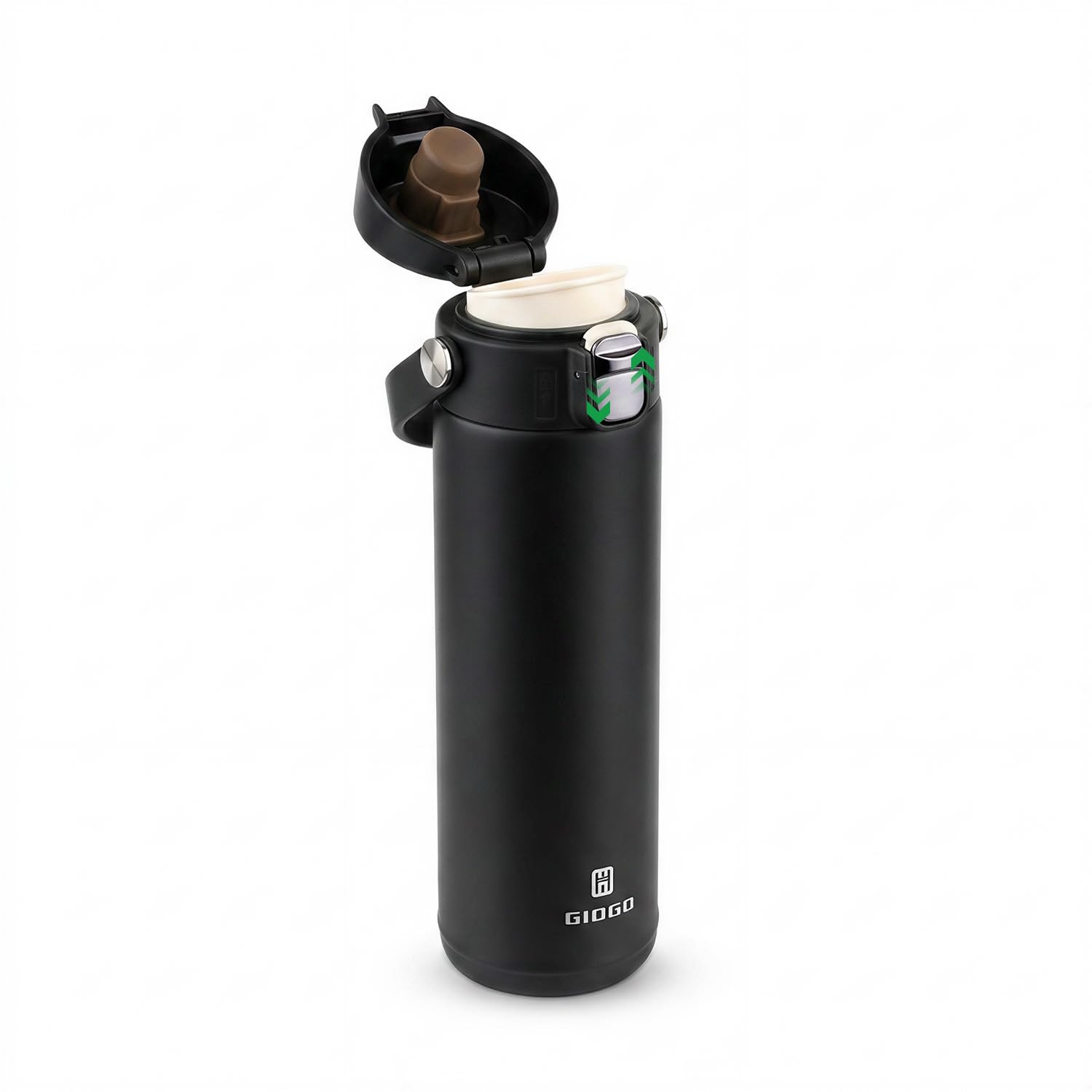 Vacuum Insulated Thermo Flask Metal Water Bottle 500ml/16.9oz Stainless Steel Water Bottle Drinks Bottle for Hot and Cold Drinks Coffee Water (Black)