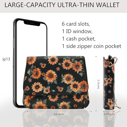 Image of Keychain Wallet for Women,RFID Wristlet Wallet with Beaded Strap | Tri-Fold Design,6 Card Slots,ID Window,Zipper Coin Pocket,Lightweight Carry