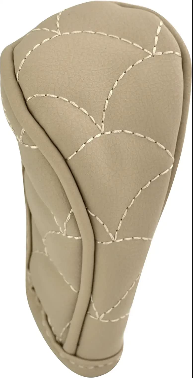 Automaze Faux Leather Manual Gear Shift Lever Anti-Slip Padded Knob Protective Cover for Manual Transmission Cars(Beige)
