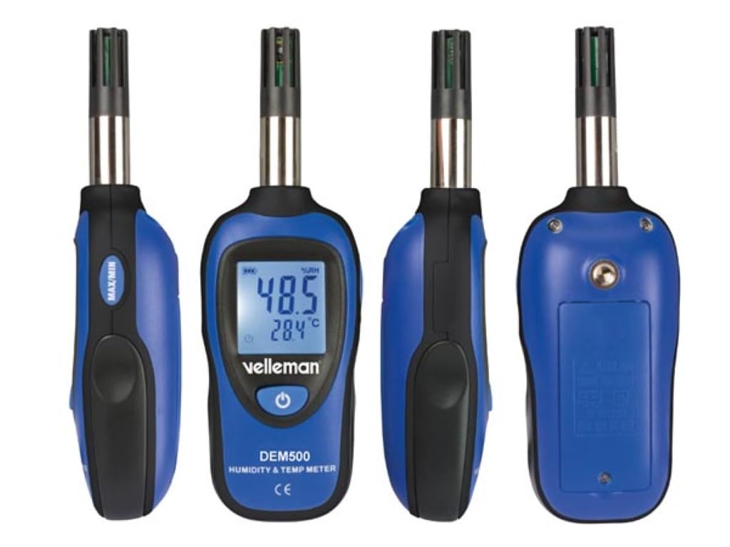 Velleman Mini termo-/higrómetro, pantalla LCD con luz de fondo, -20 ° C a 70 ° C, humedad 0-100%