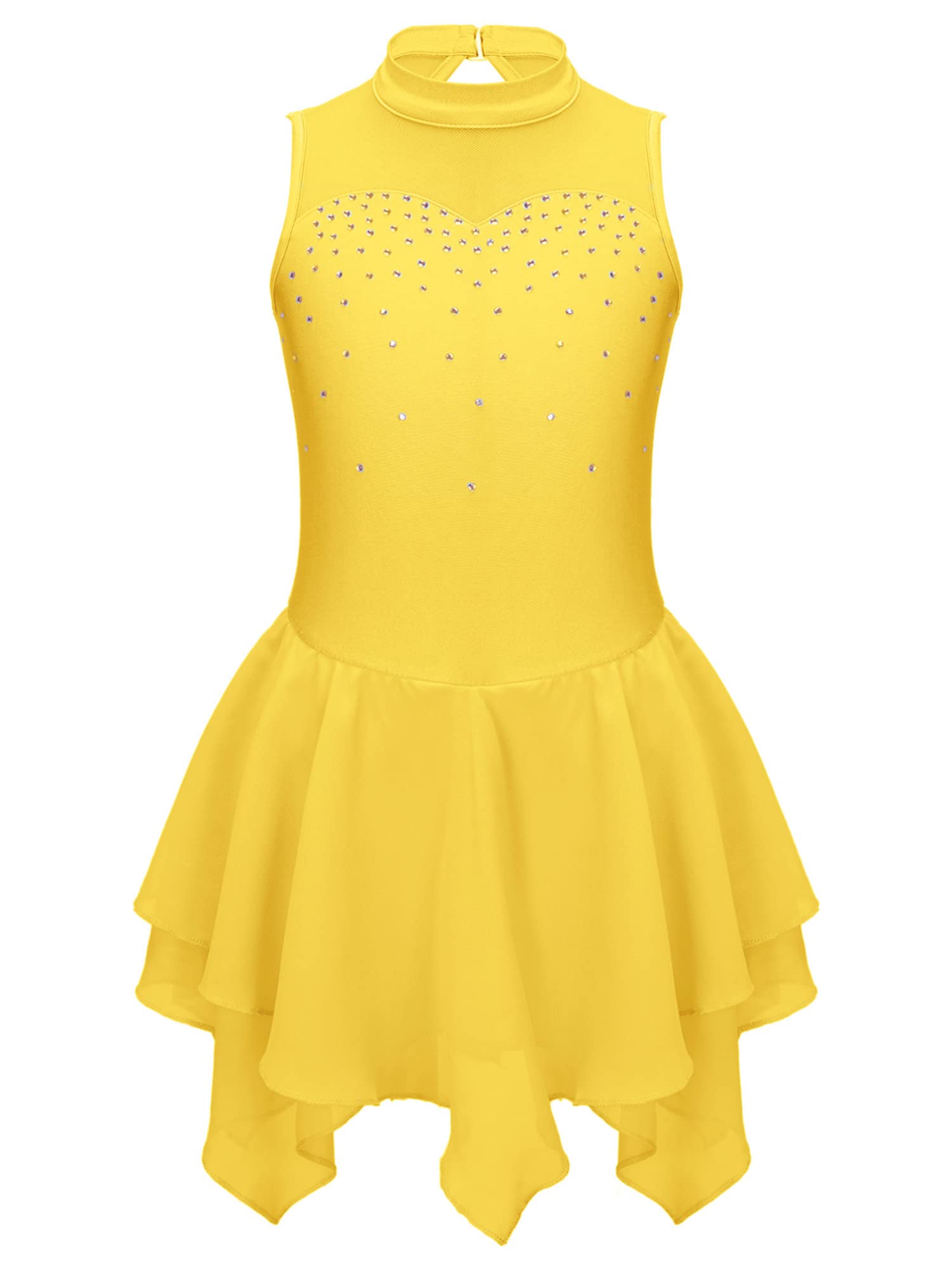 IEFIEL Maillot Patinaje Artistico Niña Vestido Brillante de Danza Ballet Leotardo Gimnasia Ritmica Maillot Ballet de sin Manga Disfraz de Bailarina — view 16