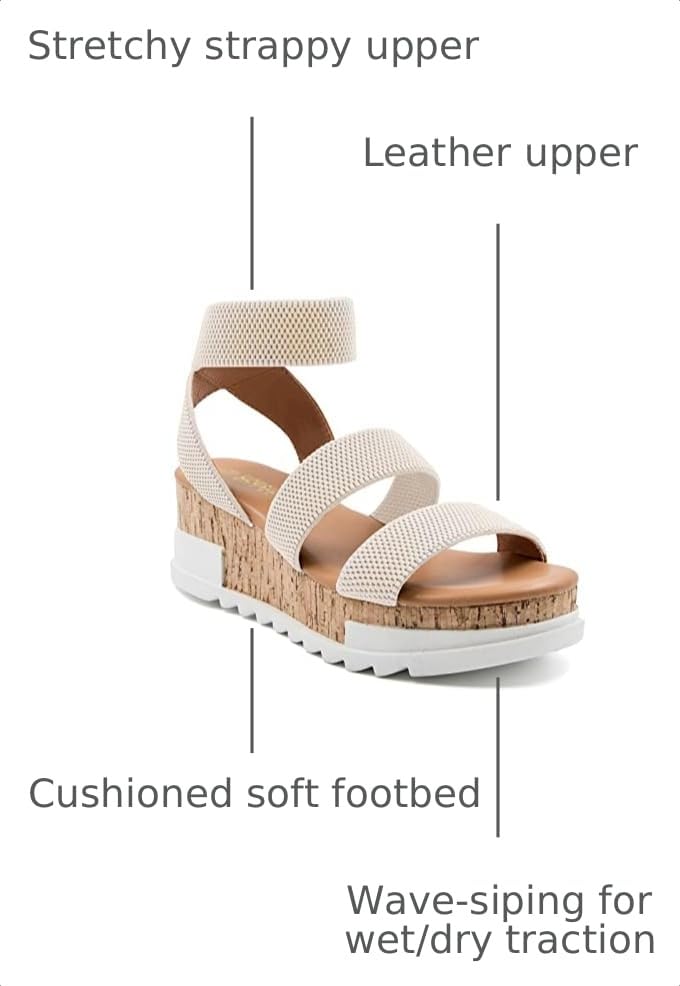 Image of Athlefit Women's Platform Wedge Sandals Summer Open Toe Elastic Ankle Strap Casual Flatform Sandals