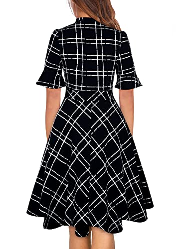 Image of Women Summer Floral Ruffle Sleeve Wear to Work Church Wedding Guest Party Dresses