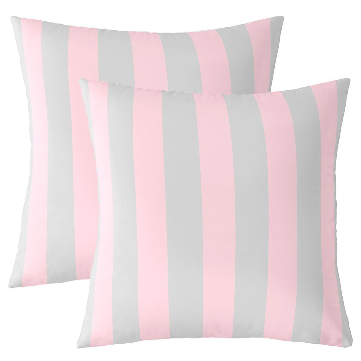 Homewish Pink Grey Striped Decorative Cushion Covers 60 x 60 cm Set of 2 — image 1