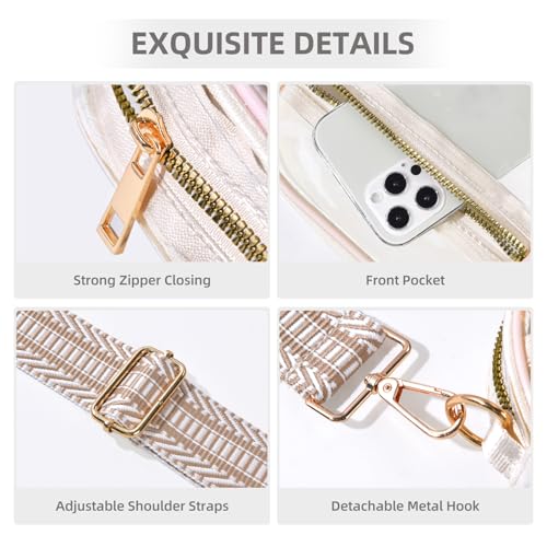 Image of Fibrdoo Clear Crossbody Purse Bag, Clear Bag Stadium Approved with Front Pocket for Concerts Sports Festivals