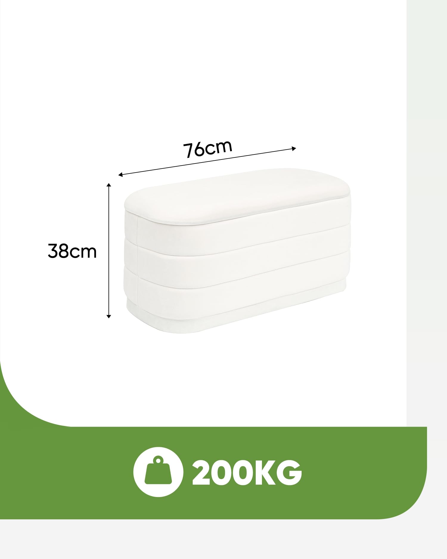 Bonlife Sitzbank mit Stauraum, Samt Klappbare Fußstütze mit Tisch, Bettende, Fußhocker für Wohnzimmer, Schlafzimmer, Flur, weißer Samt,76x38x38cm